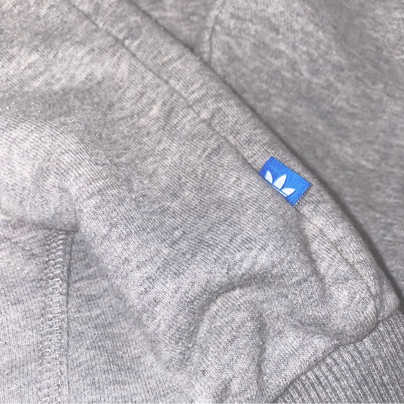 ADIDAS HEATHER GREY GRAY FLEECE PULLOVER HOODIE OVERSIZE ADICOLOR TREFOIL JACKET - Picture 8 of 8